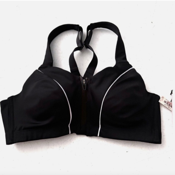 Victoria's Secret Other - Black Knockout Front-Zip Sports Bra with Contrast Piping